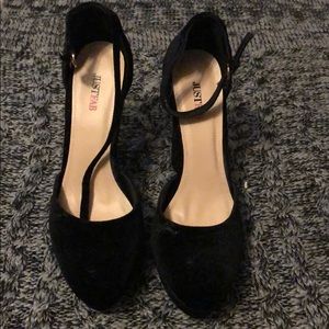 Black soft heels, never worn
